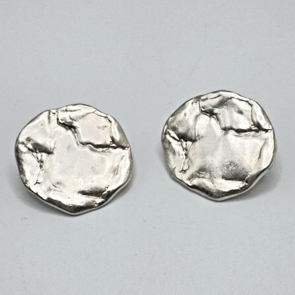 Vintage French Designer BICHE de BERE Brutalist Modernist Silver Tone Earrings - Picture 4 of 5
